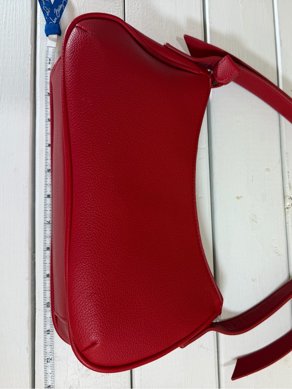 Mali + Lili Red Pebbled Vegan Leather Small Shoulder Bag Bow Strap Accent - Picture 8 of 10